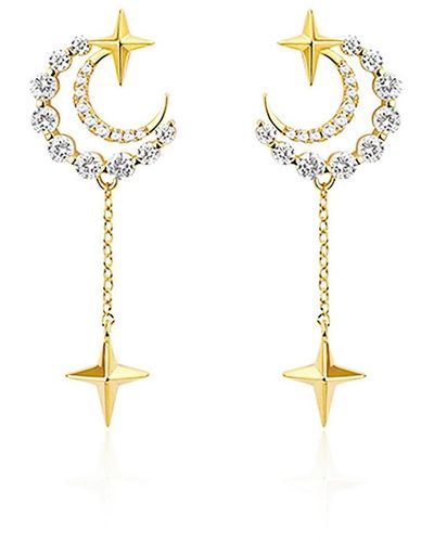 Eye Candy LA 18K Goldplated & Cubic Zirconia Moon Star Dangle Earrings - White