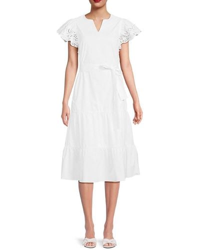 Nicole Miller Tiered Midi Dress - White