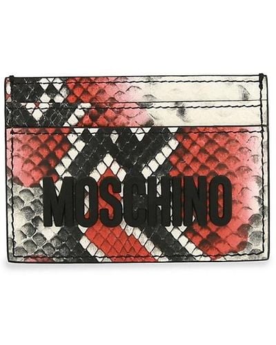 Moschino Snakeskin Print Leather Card Case - White