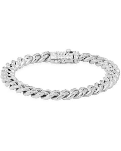 Anthony Jacobs Stainless Steel & Simulated Diamond Cuban-link Chain Bracelet - Metallic