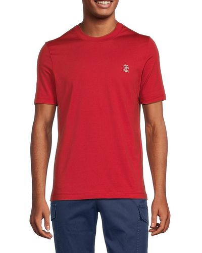 Brunello Cucinelli Slim Fit Logo Crewneck T -shirt - Red