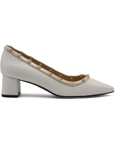 Adrienne Vittadini Sage Studded Block Heel Court Shoes - White