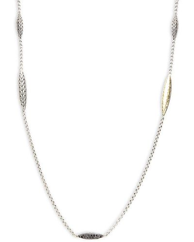 John Hardy 18k Sterling Silver, Yellow Gold, Sapphire & Black Spinel Chain Necklace - White