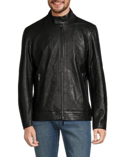 Slate & Stone Lambskin Leather Racing Jacket - Black