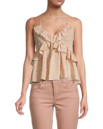 Lush 'Floral Ruffle Top - Pink