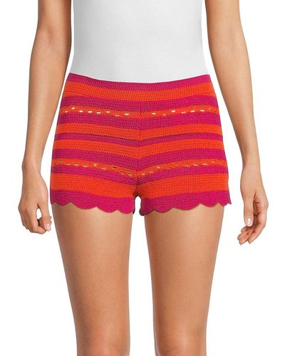 Sonia Rykiel Striped Crochet Mini Shorts - Red