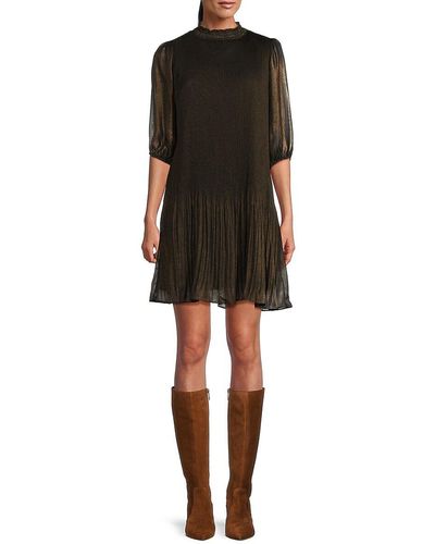 Nanette Lepore Ribbed Metallic Mini Dress - Black