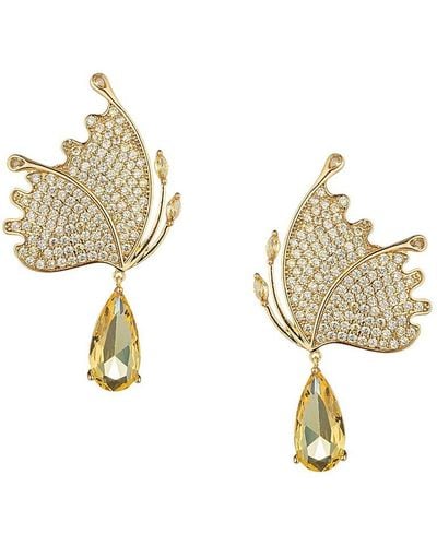 Eye Candy LA Millie 18k Goldplated & Cubic Zirconia Butterfly Dangle Earrings - Metallic