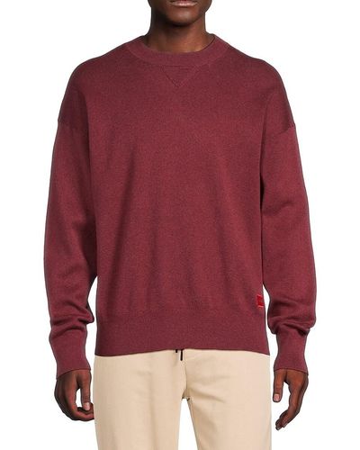 HUGO Solid Dropped Shoulder Sweater - Red