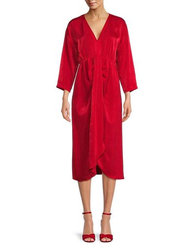 DKNY Drape Dolman Sleeve Dress - Red