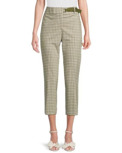 DKNY Check Cropped Trousers - Green