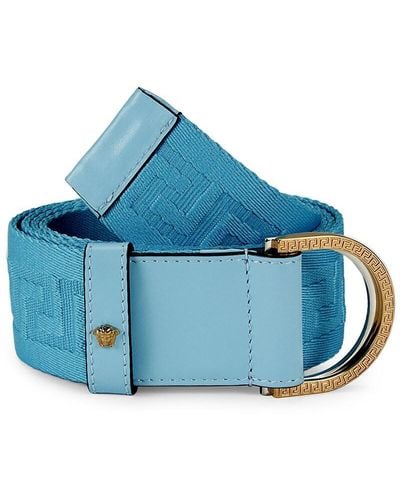 Versace D-Ring Greca Canvas Belt - Blue