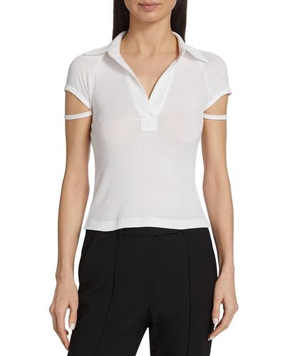 Helmut Lang Strappy Cap Sleeve Polo - White