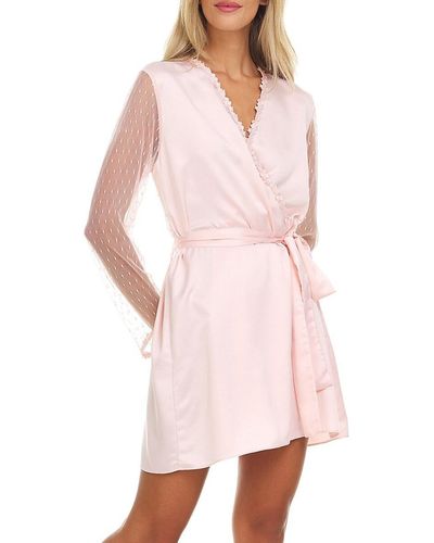 Flora Nikrooz Showstopper Metallic Self Tie Cover Up Robe - Pink
