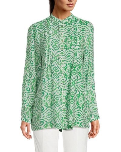 Nanette Lepore Motif Print Pleated Shirt - Green