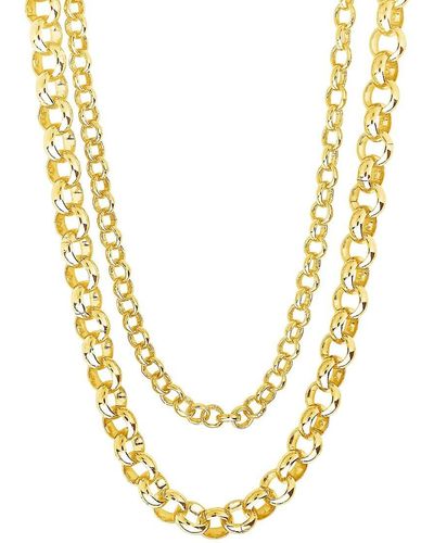 Sterling Forever Goldplated Bold Layered Rolo Chain Necklace - Natural