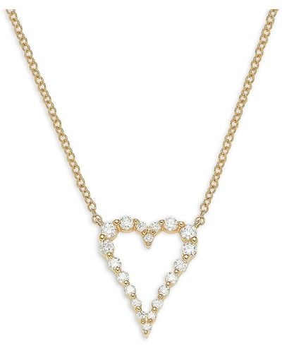 Saks Fifth Avenue 14k Yellow Gold & 0.26 Tcw Diamond Open Heart Necklace - Metallic