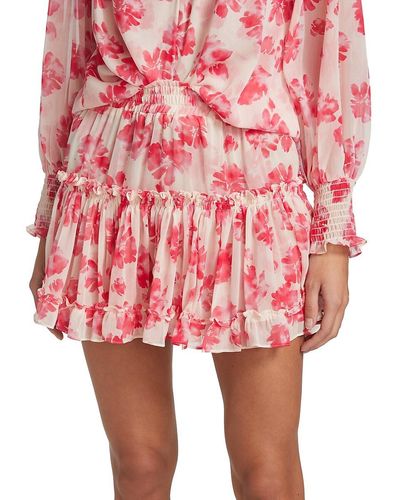 MISA Los Angles Marion Floral Ruffle Miniskirt - Red