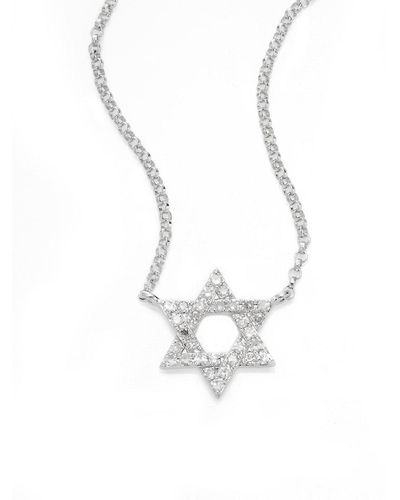 Effy Diamond & 14k White Gold Star Of David Pendant Necklace