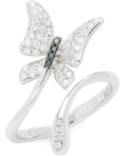 Effy 14k White Gold, White Diamond & Diamond Butterfly Ring/size 7