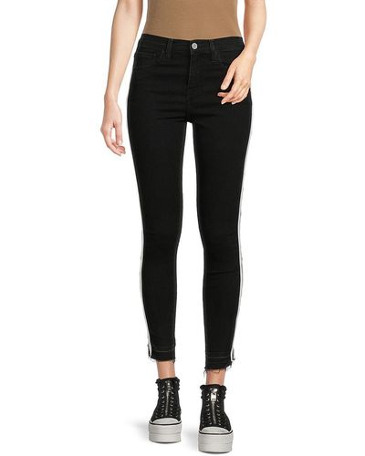 Etienne Marcel High Rise Tuxedo Striped Ankle Jeans - Black