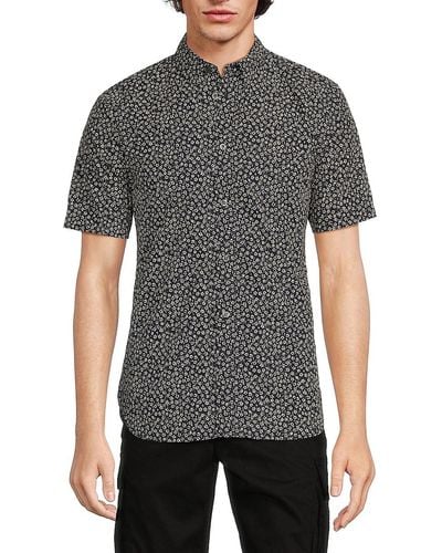 French Connection 'Floral Short Sleeve Shirt - Gray