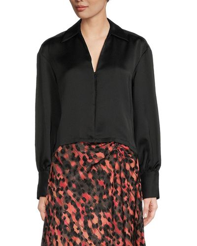 St. John Dkny Solid Collared Top - Black