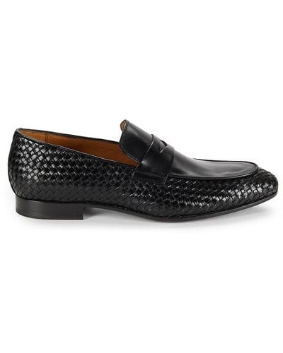 Saks Fifth Avenue Textured Leather Penny Loafers - Black