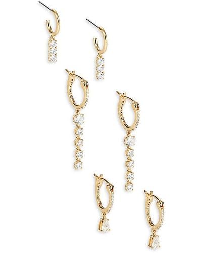 Adriana Orsini 3-piece Loveall 18k Goldplate & Cubic Zirconia Huggy Earrings - Metallic