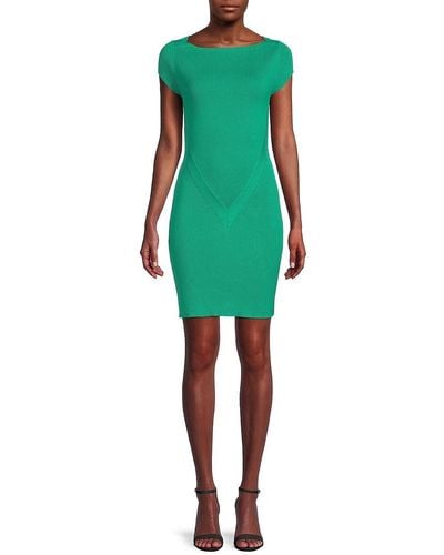 Victor Glemaud Rib Knit Bodycon Mini Dress - Green