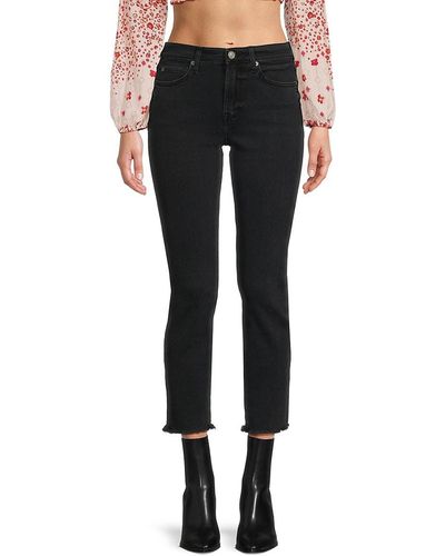 7 For All Mankind Roxanne Low Rise Cropped Jeans - Black