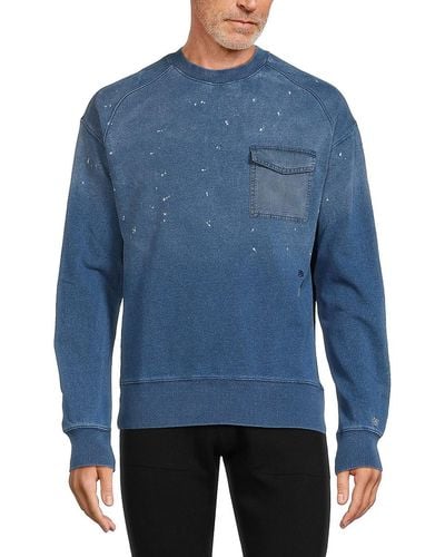 Scotch & Soda Washed Drop Shoulder Sweatshirt - Blue