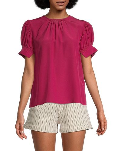 Rebecca Taylor Silk Short-sleeve Blouse - Red