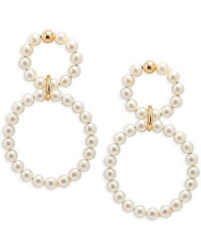 Shashi 14k Goldplated & 5mm Swarovski Pearl Chiara Pearl Drop Earrings - White