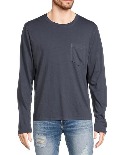 Billy Reid Long Sleeve Pima Cotton T Shirt - Blue