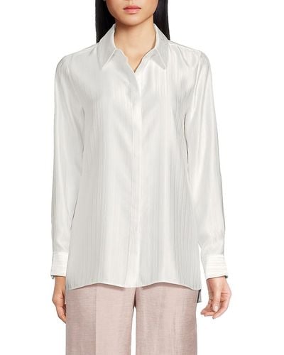 Calvin Klein Striped Jacquard Button Down Shirt - White