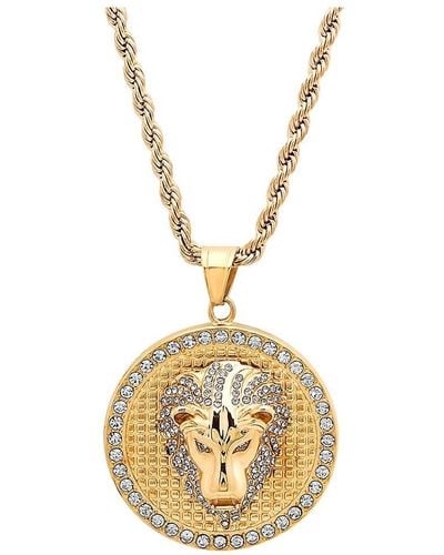 Anthony Jacobs 18k Goldplated Stainless Steel & Diamond Lion Head Pendant Necklace - Metallic