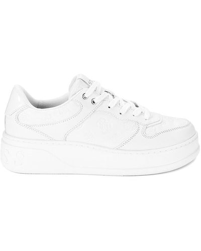 Guess Cleva Lace-up Logo Platform Fashion Sneakers - White