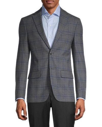 Tommy Hilfiger Regular-fit Plaid Wool-blend Sportcoat - Gray