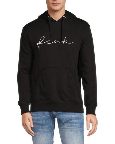 French Connection Embroidered Trim Hoodie - Black