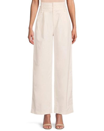 Line & Dot Pleated High Rise Wide Leg Trousers - Pink