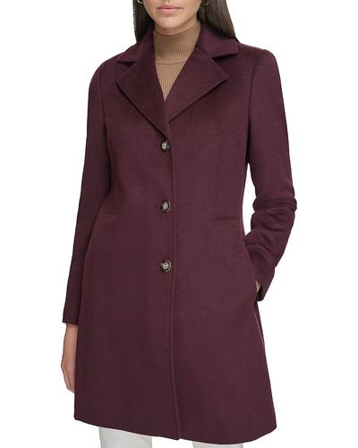Calvin Klein Wool Blend Coat - Purple