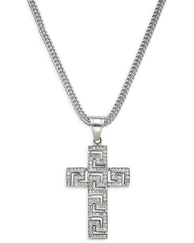 Anthony Jacobs 18k Goldplated Stainless Steel & Simulated Diamond Cross Pendant Necklace - Metallic