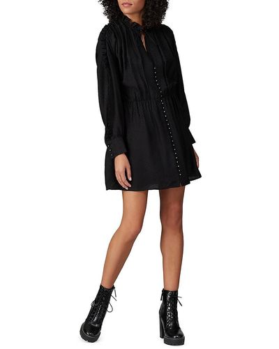 The Kooples Ruffle Silk Mini Dress - Black