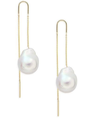 Effy 14k Yellow Gold & 17mm White Baroque Freshwater Pearl Drop Earrings