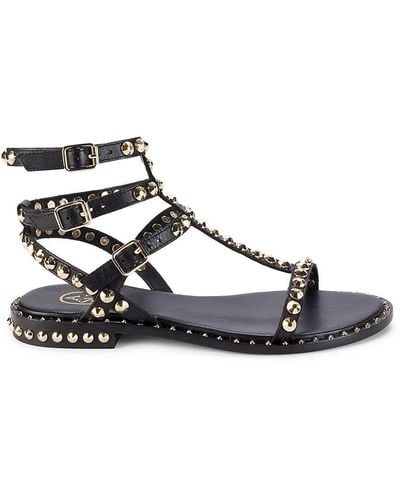 Ash Studded Leather Tassel Sandals in Brown | Lyst