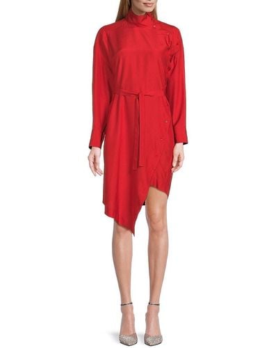Valentino Asymmetric Silk Dress - Red