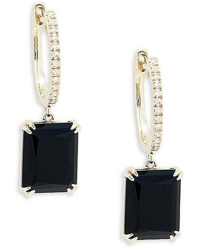 Effy 14k Yellow Gold, Diamond & Black Onyx Earrings