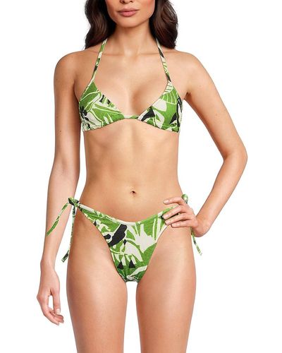 Palm Angels 'Hibiscus Print Traingle Bikini Top - Green