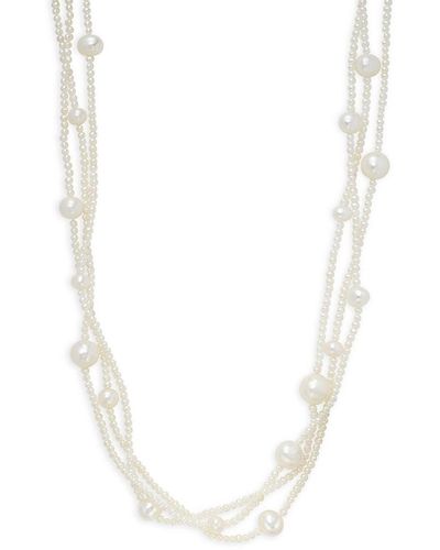 Belpearl Sterling & 5-10Mm Cultured Freshwater Pearl Multi Strand Necklace - Metallic